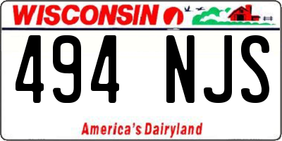 WI license plate 494NJS