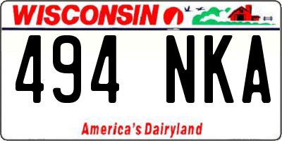 WI license plate 494NKA