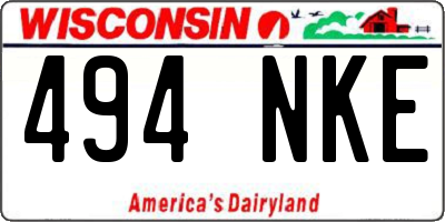 WI license plate 494NKE