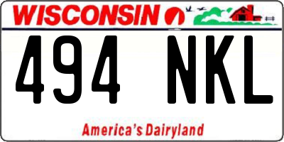 WI license plate 494NKL