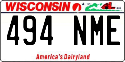 WI license plate 494NME