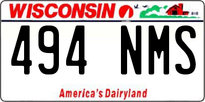 WI license plate 494NMS