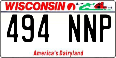 WI license plate 494NNP
