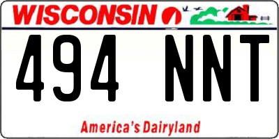 WI license plate 494NNT