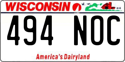 WI license plate 494NOC