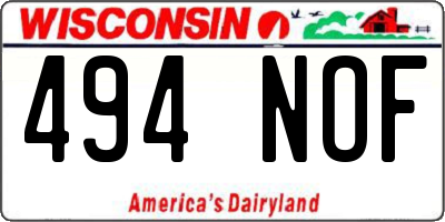 WI license plate 494NOF