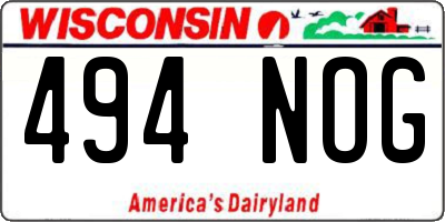 WI license plate 494NOG