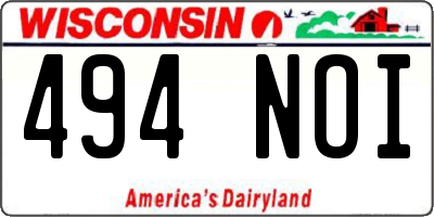 WI license plate 494NOI