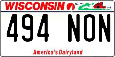 WI license plate 494NON