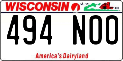 WI license plate 494NOO