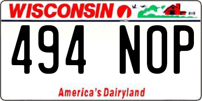 WI license plate 494NOP