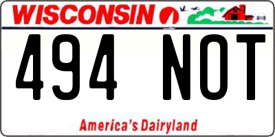 WI license plate 494NOT