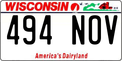 WI license plate 494NOV