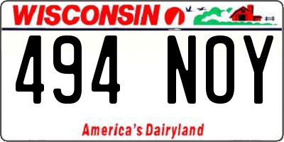 WI license plate 494NOY
