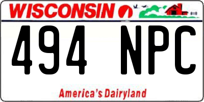 WI license plate 494NPC