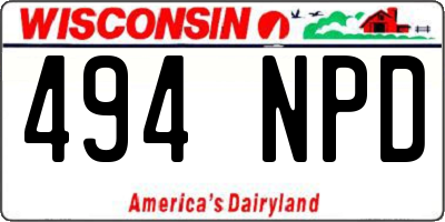 WI license plate 494NPD