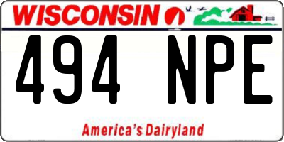 WI license plate 494NPE