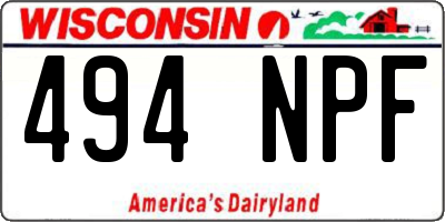 WI license plate 494NPF