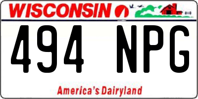 WI license plate 494NPG