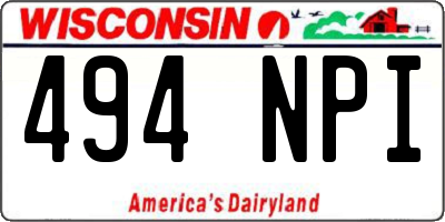 WI license plate 494NPI