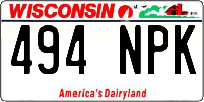 WI license plate 494NPK