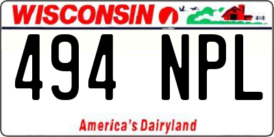 WI license plate 494NPL