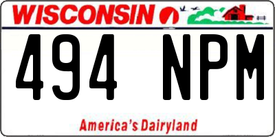 WI license plate 494NPM