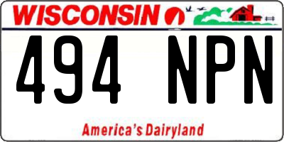 WI license plate 494NPN