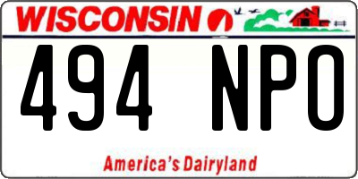 WI license plate 494NPO
