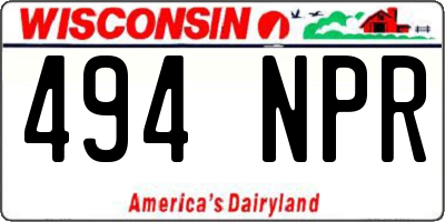 WI license plate 494NPR