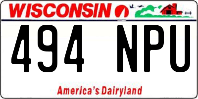 WI license plate 494NPU
