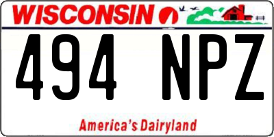 WI license plate 494NPZ