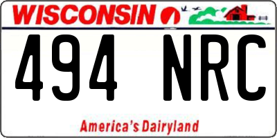 WI license plate 494NRC