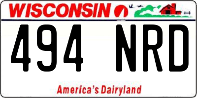 WI license plate 494NRD