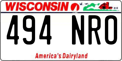 WI license plate 494NRO