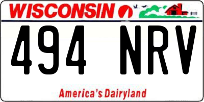 WI license plate 494NRV