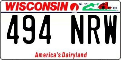 WI license plate 494NRW