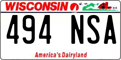 WI license plate 494NSA