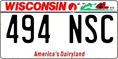 WI license plate 494NSC