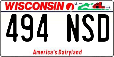 WI license plate 494NSD