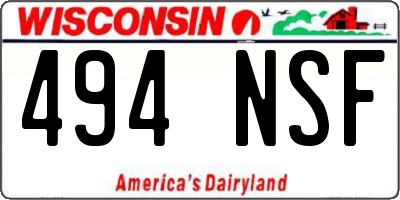 WI license plate 494NSF