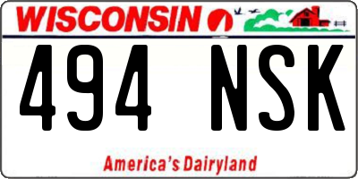 WI license plate 494NSK