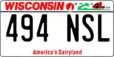 WI license plate 494NSL