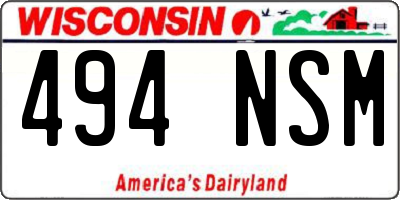 WI license plate 494NSM