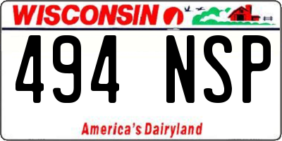WI license plate 494NSP