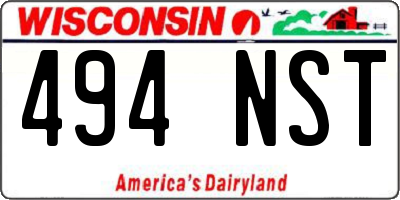 WI license plate 494NST