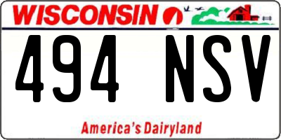 WI license plate 494NSV