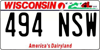 WI license plate 494NSW