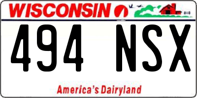 WI license plate 494NSX