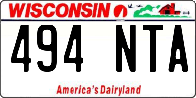 WI license plate 494NTA